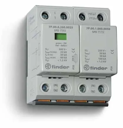 7P0282601025 | УЗИП серии 7P, 1P+N/N+PE, класс 1+2, Finder