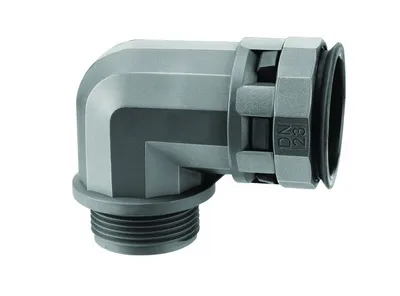 dkcPAN23M25N | Муфта 90 грд. труба-коробка DN 23 мм, М25х1,5, полиамид, цвет черный, DKC