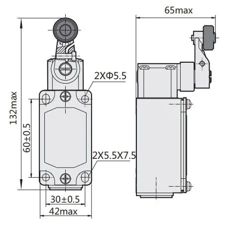 437069 | Выключатель путевой YBLX-P1/120/1G с одинарным роликом, регулируемый угол поворота, Chint