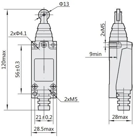 443027 | Выключатель путевой YBLX-ME/8112, горизонтальный плунжер прямого давления, Chint