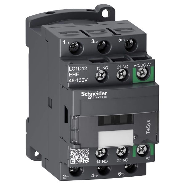 LC1D12BNE | Контактор, серия Tesys D Green, 3P, 12 А, AC3, 1 НО +1 НЗ, 24-60В AC/DC, Schneider Electric