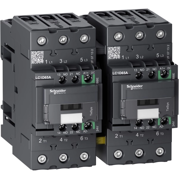LC2D65AKUE | Контактор реверсивный, серия Tesys D Green, 3P, 65 А, AC3, 1 НО +1 НЗ, 100-250В AC/DC, Schneider Electric