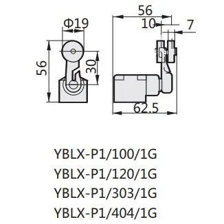 437090 | Выключатель путевой YBLX-P1/120/1G, одинарный ролик, регулируемый угол поворота, Chint