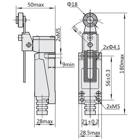 443022 | Выключатель путевой YBLX-ME/8108, регулируемая роликовая поворотная штанга, Chint