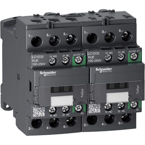 LC2D32BNE | Контактор реверсивный, серия Tesys D Green, 3P, 32 А, AC3, 1 НО +1 НЗ, 24-60В AC/DC, Schneider Electric