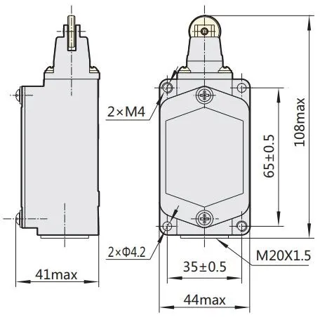 441037 | Выключатель путевой YBLX-K1/411 прямого действия, одинарный ролик, Chint