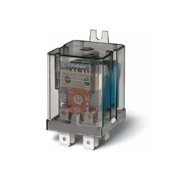 653190240000 | Реле с клеммами в наконечники Faston 250 серии 65.31, управление 24В DC, контакты AgCdO 1NO+1NC 20А, Finder