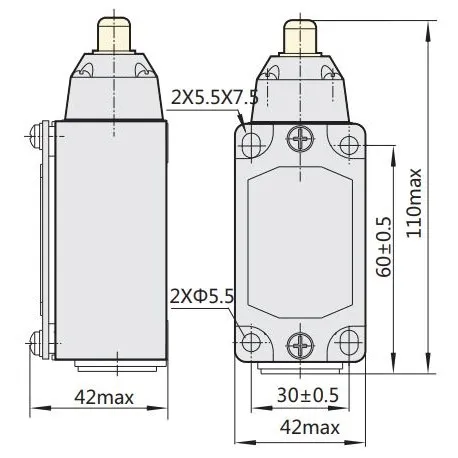 437085 | Выключатель путевой YBLX-P1/120/1C прямого действия с буфером, Chint