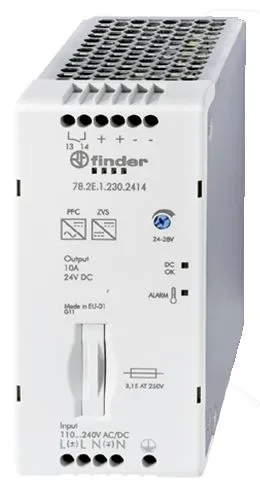 Импульсный источник питания; вход 110...250В AC/DC; выход 24В DC, 240Вт, Finder, 782E12302414