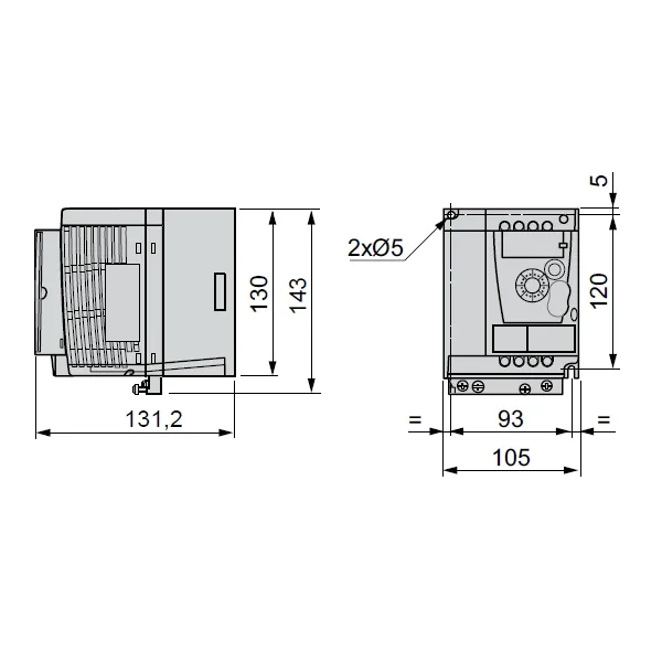 ATV12HU22M2 | Преобразователь частоты, серия ATV12, 2,2 кВт, 10 А, перегрузка 150 %, 220 В, 1ф, Schneider Electric