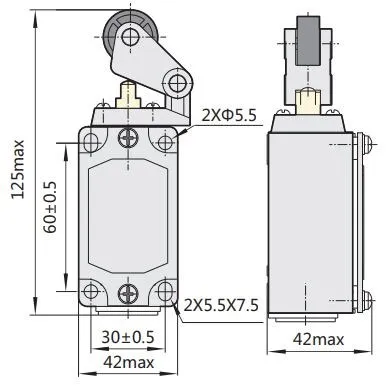 437089 | Выключатель путевой YBLX-P1/120/1E прямого действия с одинарным роликом с буфером, Chint