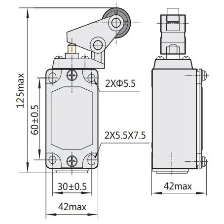 437094 | Выключатель путевой YBLX-P1/120/1F, одинарный ролик, угловой рычаг, Chint