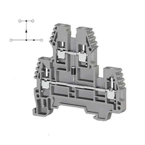 317229  | Клеммник 2-х ярусный  2,5 мм.кв., с диодом, (серый);  PIK2,5ND-B, Klemsan 