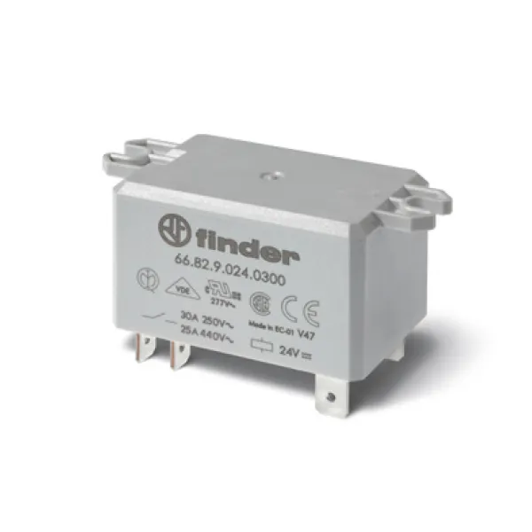 668282300300 | Реле с клеммами в наконечники Faston 250 серии 66.82, управление 230В AC, контакты AgCdO 2NO 30А, Finder