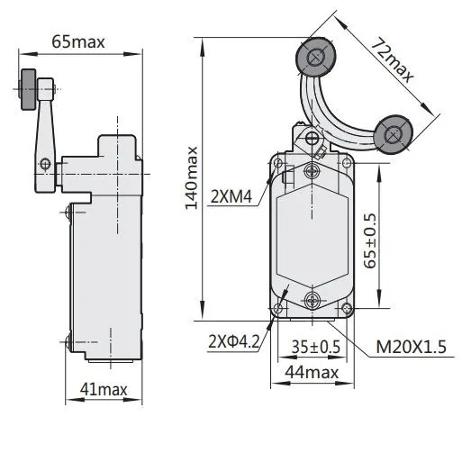 441041 | Выключатель путевой YBLX-K1/211 c двумя роликами, Chint