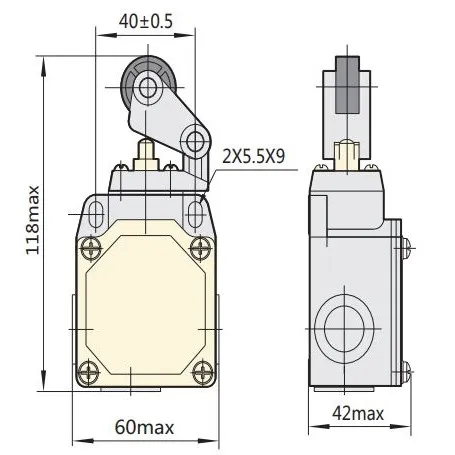 437088 | Выключатель путевой YBLX-P1/100/1E прямого действия, одинарный ролик с буфером, Chint