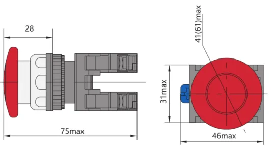 Габариты кнопок с "грибком"
