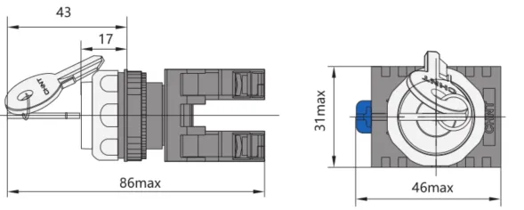 Габариты переключателей с ключом
