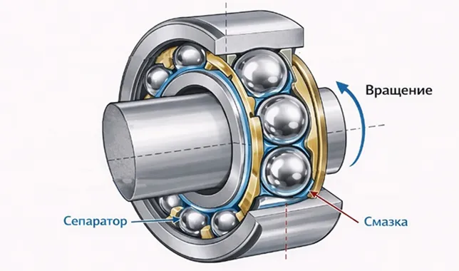 Принцип работы шарикового подшипника Принцип работы шарикового подшипника