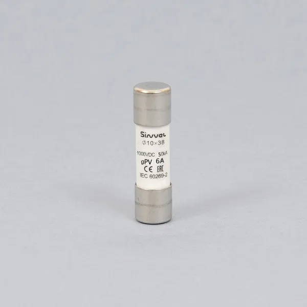 SV1038H-6 | Плавкая вставка 6 А, gPV, 10х38 мм, 1000 B DC, Sinvel 