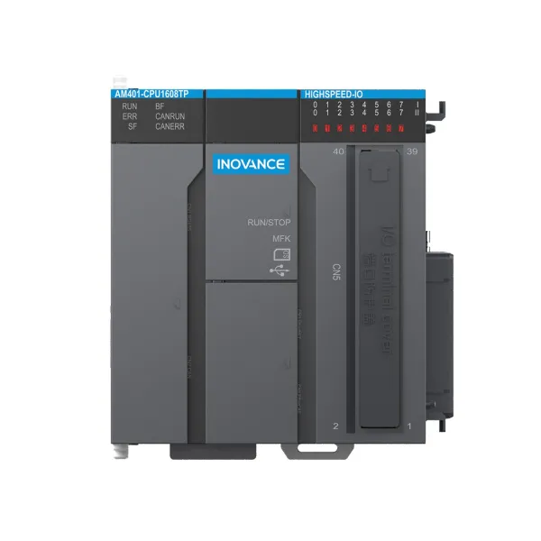 AM402-CPU1608TP | ПЛК AM402, 16 входов, 8 выходов PNP, 8 сервоосей, необходим клеммный блок T024-K и кабель X210-5-0.5, Inovance