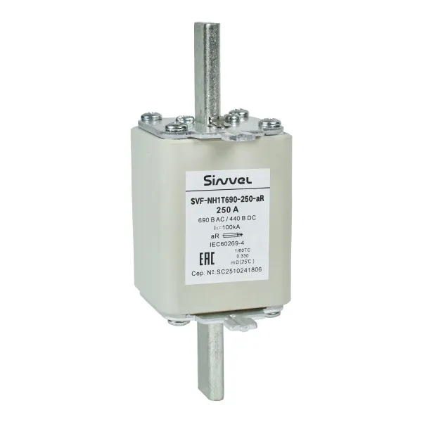 SVF-NH1T690-250-aR | Предохранитель, 250 А, 690 В AС, aR, габарит 1, ножи, Sinvel 