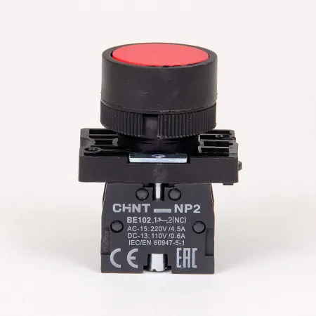 574089 | Кнопка NP2-EA42 красная 1НЗ, IP40 пластик, Chint