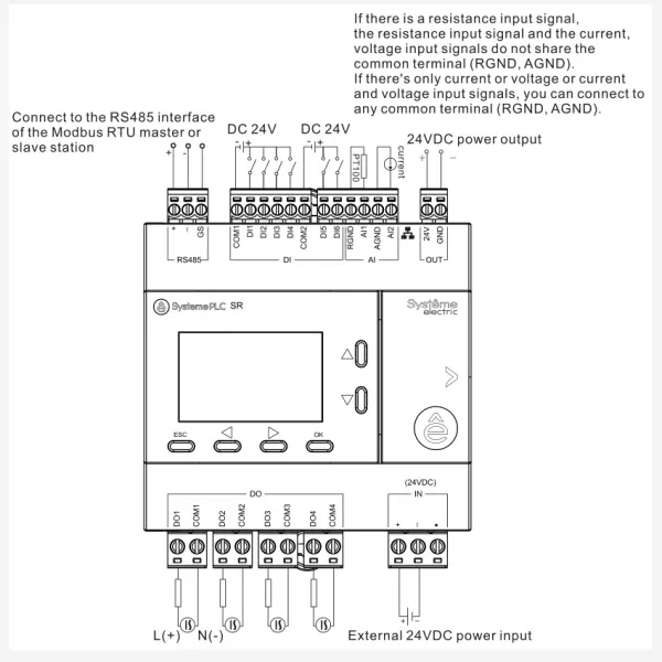 ZR2PP11BD2A | Интеллектуальное реле SR2; 24 VDC; дисплей; 12 IO: 6 DI, 4 DO (реле); 2 AI; 1xRS485, 1xRJ45, Systeme Electric