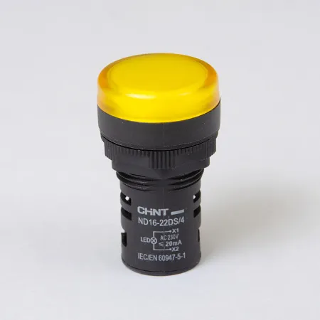 593150 | Индикатор ND16-22DS/4 укороченный корпус, встроенный конденсатор, жёлтый 230В АС, Chint