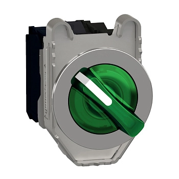 XB4FK133B5 | Переключатель 3 положения, ± 45° с фиксацией, 1НО+1НЗ, зелёный, с подсветкой 24В AC/DC, Schneider Electric
