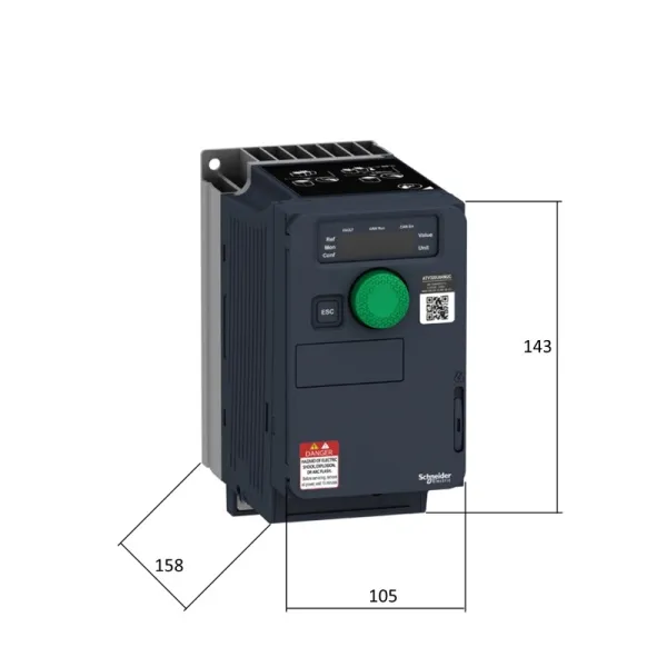 ATV320U06N4C | Преобразователь частоты, серия ATV320, 0,55 кВт, 1,9 А, перегрузка 150%, 380B, Schneider Electric