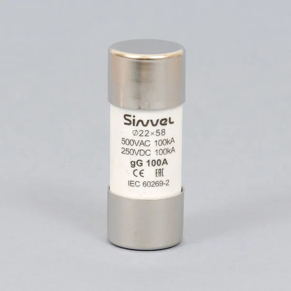 SV2258-100 | Плавкая вставка 100 А, gG, 22х58 мм, 500 В АС/ 250 B DC, Sinvel 