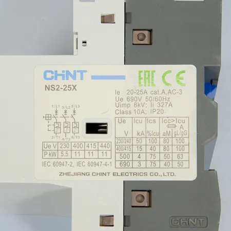 Автоматический выключатель защиты двигателя NS2-25X 20-25А с поворотной ручкой, Chint, ch495189