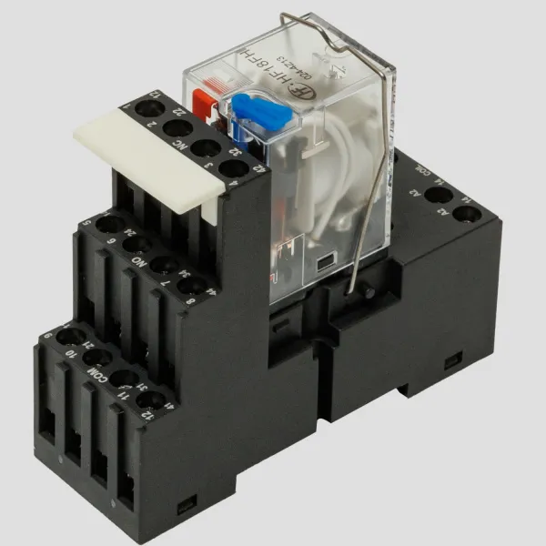 HF18-024DC-4 | Комплект реле: колодка винт;пластиковая клипса;маркер + реле Hongfa 4CO 6A; AgNi; катушка 24B DC, ID