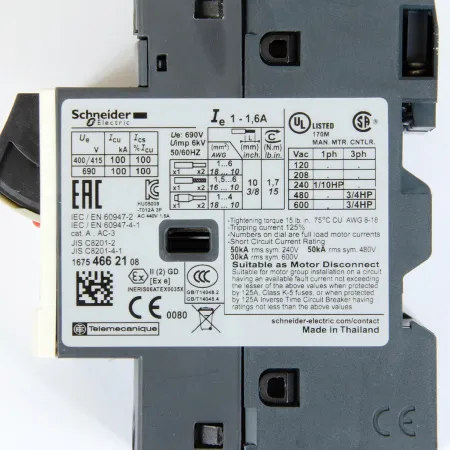 Автоматический выключатель, серия GV2ME, 1...1,6А, Schneider Electric, GV2ME06