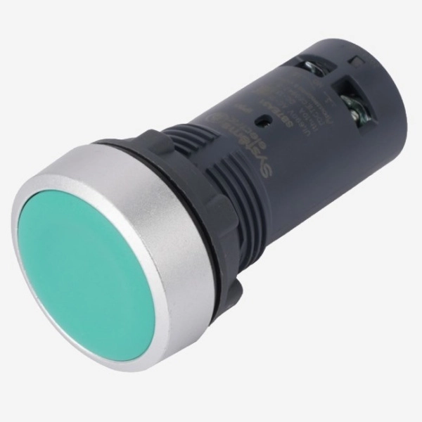 SB7NA33 | Кнопка SB7 моноблочная 22мм зеленая с возвратом, пластик, 2НО, IP65, Systeme Electric