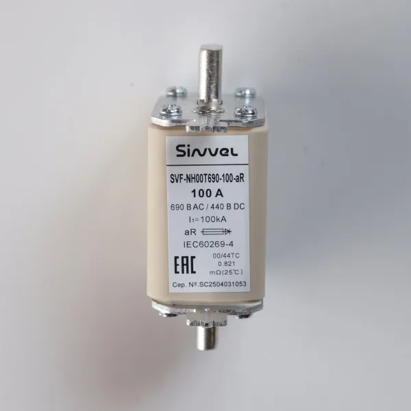 SVF-NH00T690-100-aR | Предохранитель, 100 А, 690 В AС, aR, габарит 00, ножи, Sinvel 