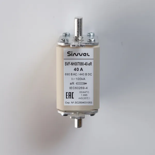 SVF-NH00T690-40-aR | Предохранитель, 40 А, 690 В AС, aR, габарит 00, ножи, Sinvel 