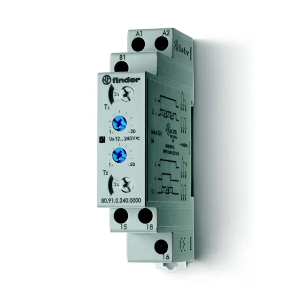 809102400000PAS | Модульный таймер 2-функциональный (LI, LE); питание 24…240В АС/DC; 1CO 16A; ширина 17.5мм; регулиров, Finder