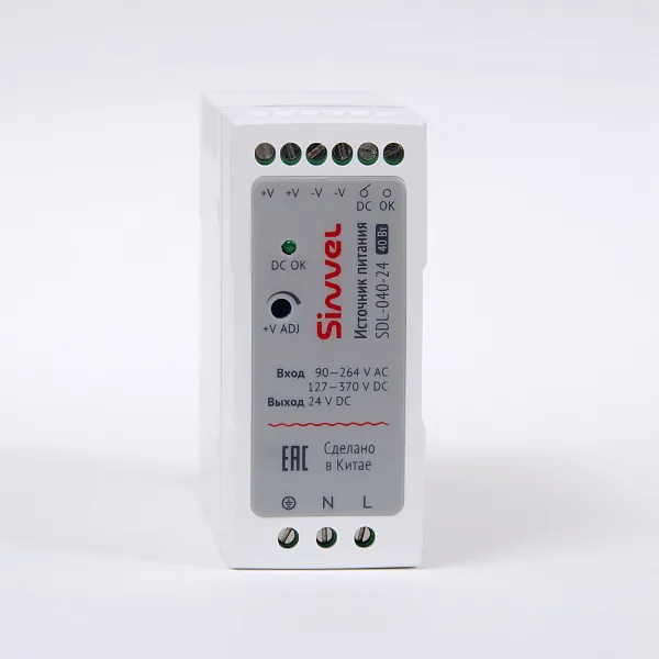 Блок питания SDL 40 Вт, питание 90-264В AC, 127-370В DC; выход 24В DC, пластиковый корпус, Sinvel, SDL-040-24