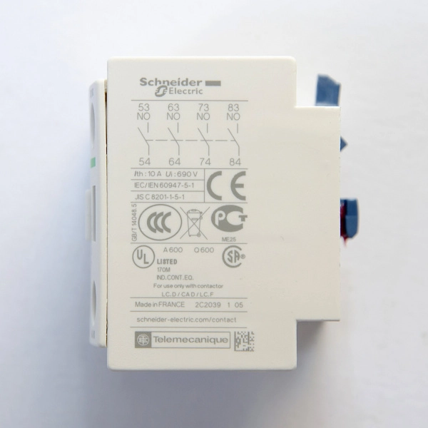 LADN40 | Блок дополнительных контактов, 4 НО, фронтальный монтаж, Schneider Electric