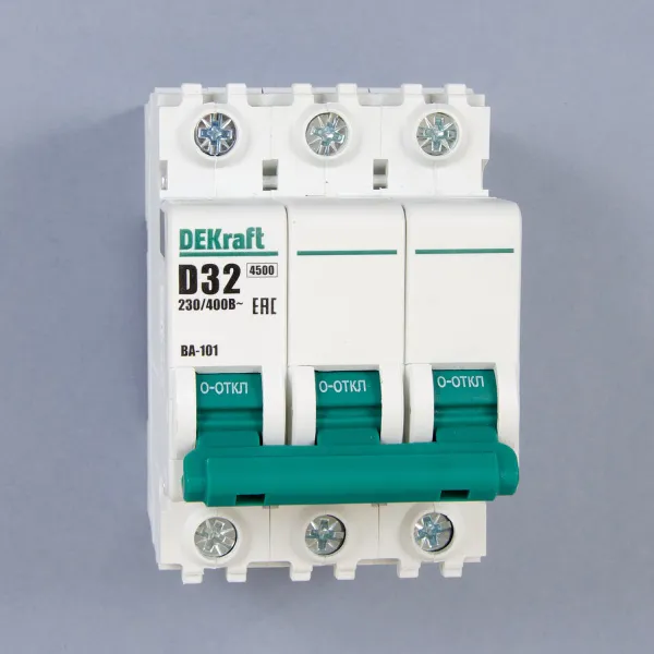 11129DEK | Автоматический выключатель ВА-101 3P 32А D 4.5кА, Dekraft