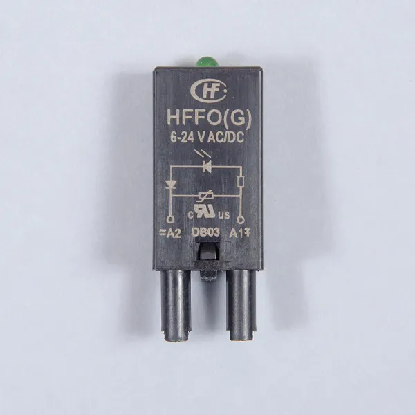 HFFO(G) | Модуль индикации и защиты; зеленый LED + варистор; 6...24В AC/DC, для розеток 18FF и 14FF, Hongfa