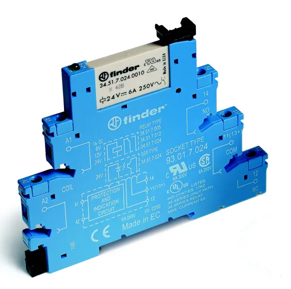 385101250060 | Интерфейсное реле винт. зажим, серия 38, 125В AC/DC, 6A, 1CO, Finder