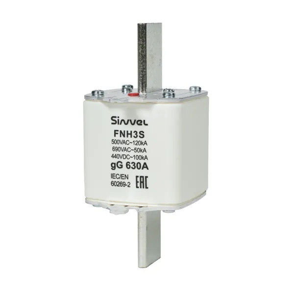 FNH3S-630 | Предохранитель 630 A, габарит 3, gG, 500 B AC/ 440 B DC, боёк, Sinvel 