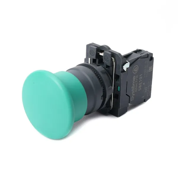 SB5AC31 | Кнопка, грибовидный толкатель 40мм, зелёная, самовозврат, пластик, 1НО, Systeme Electric