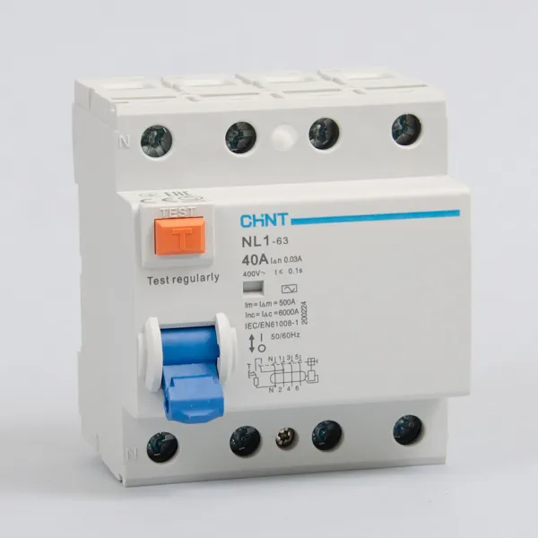 200224 | ВДТ (УЗО) NL1-63 4P 40А 30мА 6кА тип AC (DB), Chint
