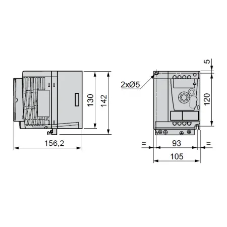 ATV12HU15M2 | Преобразователь частоты, серия ATV12, 1,5 кВт, 7,5 А, перегрузка 150 %, 220 В, 1ф, Schneider Electric