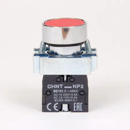 573958 | Кнопка NP2-BA41, красная, металл, 1НО, IP40, Chint
