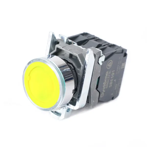 SB4BW35B5 | Кнопка жёлтая, металл, подсветка 24В DC, 1НО+1НЗ, Systeme Electric